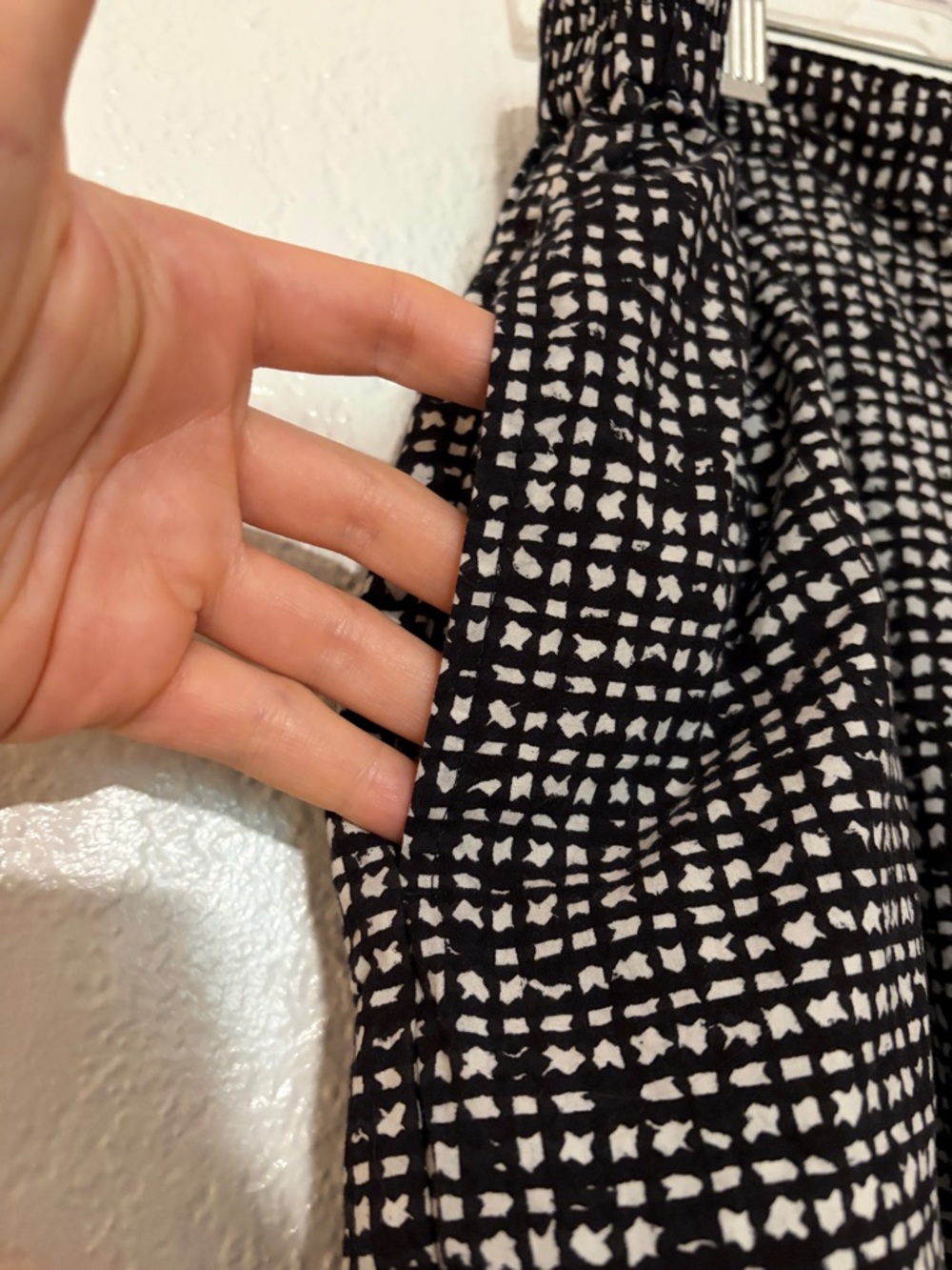 Anokhi Barrel Leg Pants Lagenlook Black & White Pattern Wide Large 100% Cotton - Picture 4 of 6